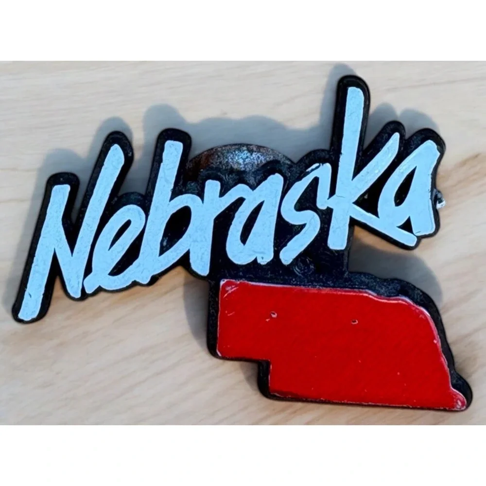 Nebraska Spell-Out With State Plastic Travel Souvenir Pin - Lapel, Hat